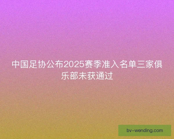 中国足协公布2025赛季准入名单三家俱乐部未获通过