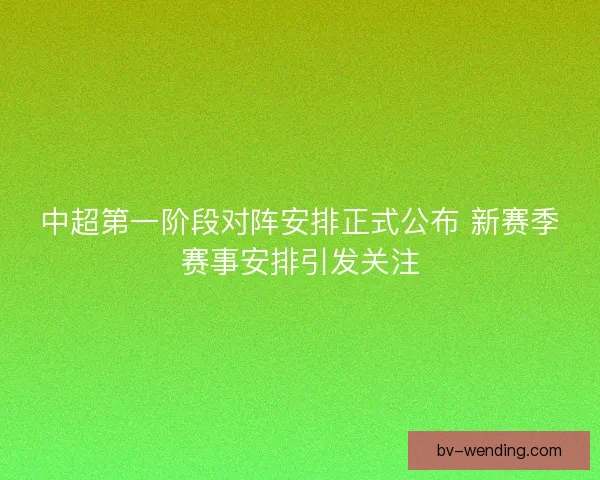 中超第一阶段对阵安排正式公布 新赛季赛事安排引发关注
